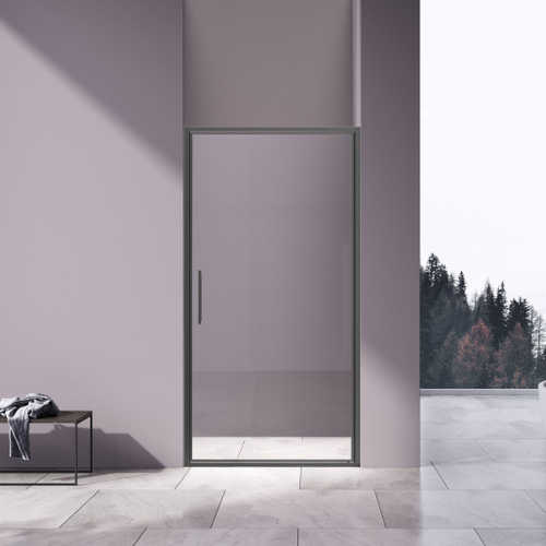 Душевая дверь Slim 8mm VDP-4SL100CLGM, вороненая сталь, стекло прозрачное