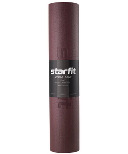 Коврик для йоги и фитнеса высокой плотности FM-103, PVC HD, 183x61x0,6 см, горячий шоколад