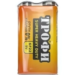 Батарейки солевая Трофи 6F22-, тип Крона (спайка, 1 шт)(10/500)
