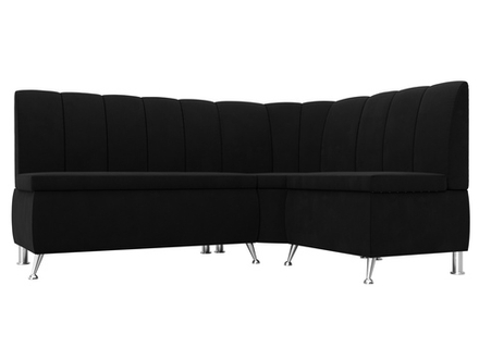 Диван кухонный угловой Кантри правый угол, Черный, Микровельвет, 29450