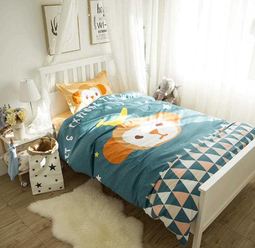 Постельное белье 1.5 Полуторка Сатин Детское Обезьянка