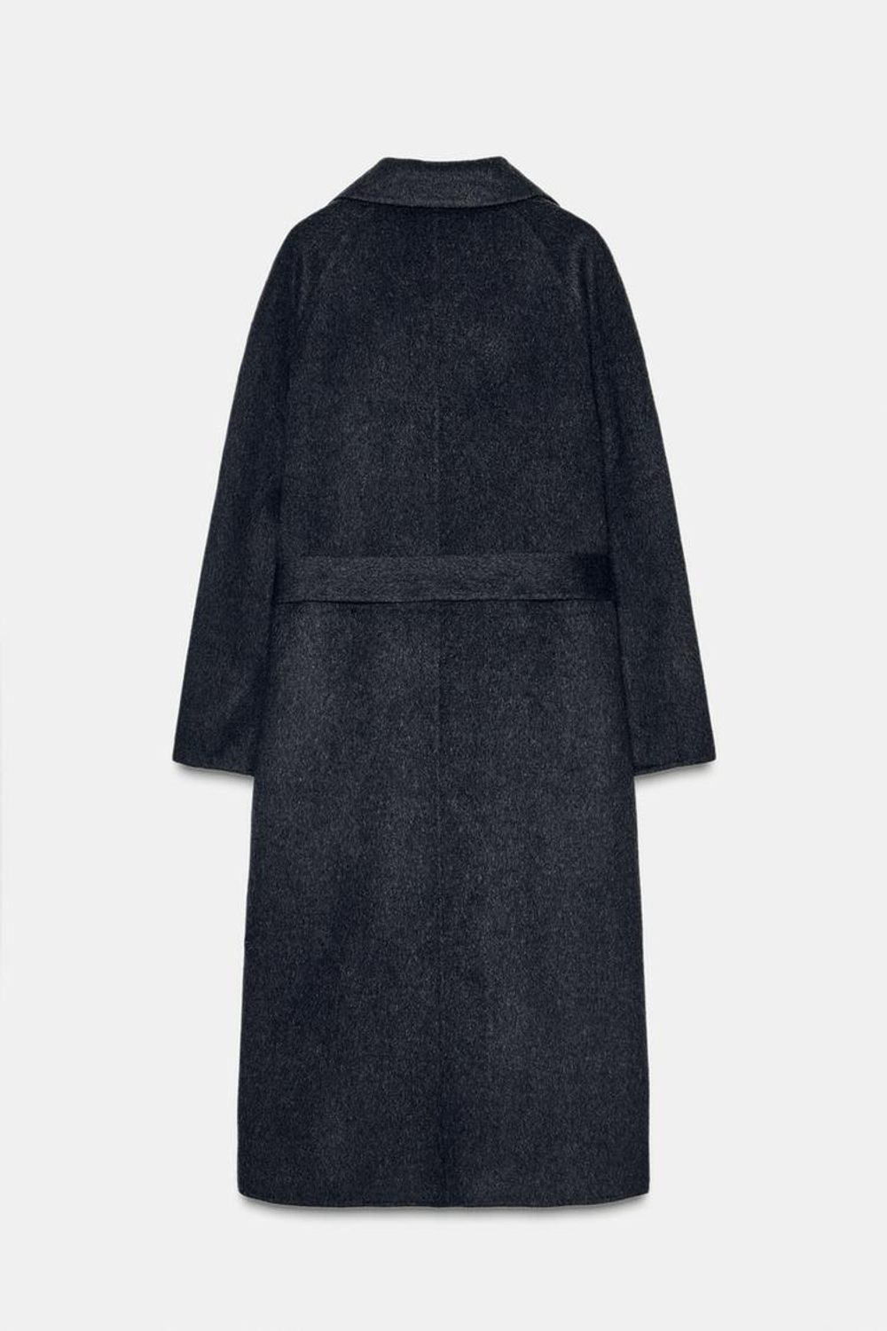 ZARA ДЛИННОЕ ПАЛЬТО ИЗ ШЕРСТИ С ПОЯСОМ, ТЕМНО-СЕРЫЙ