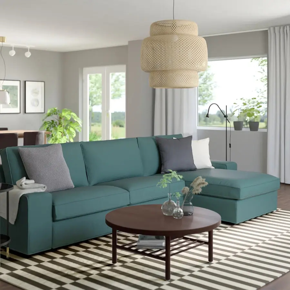 3-местный диван и шезлонг - IKEA KIVIK, 83x95/163x318см, синий, КИВИК ИКЕАЕА