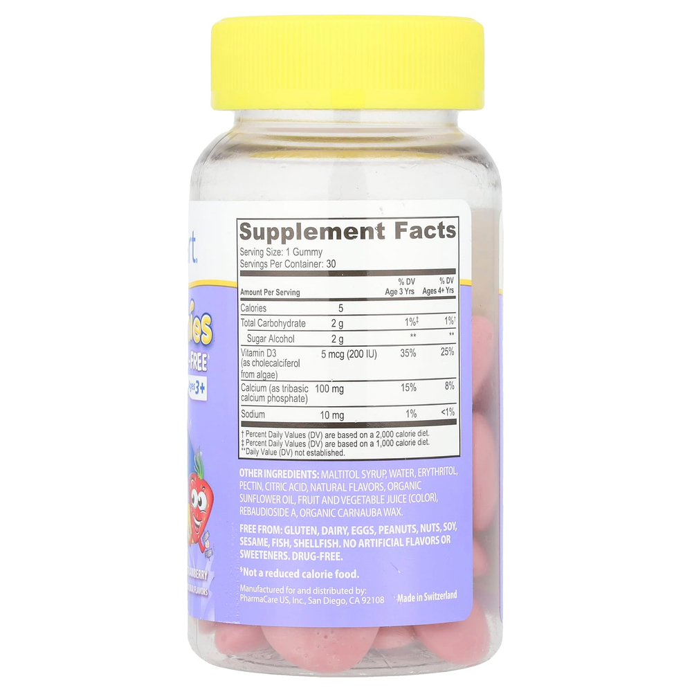 Kids Smart, Kids Smart®, Vita Gummies, для укрепления здоровья костей и зубов, кальций и витамин D3, для детей от 3 лет, клубника, 30 жевательных таблеток