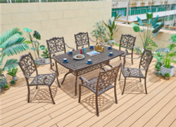 Обеденная группа из литого алюминия стол овальный АДОНИС «ADONIS» 162х102 + 6 кресел ФЛОРЕНС «FLORENCE»