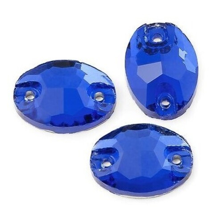 Стразы стекло 10*14мм. "Овал" синий/5