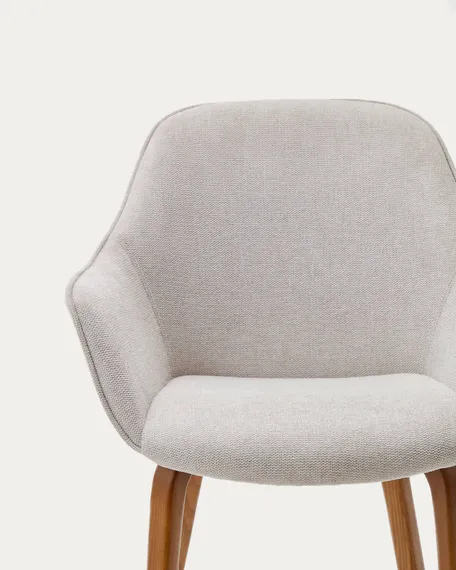 Стул Aleli, бежевый шенилл, ножки орех