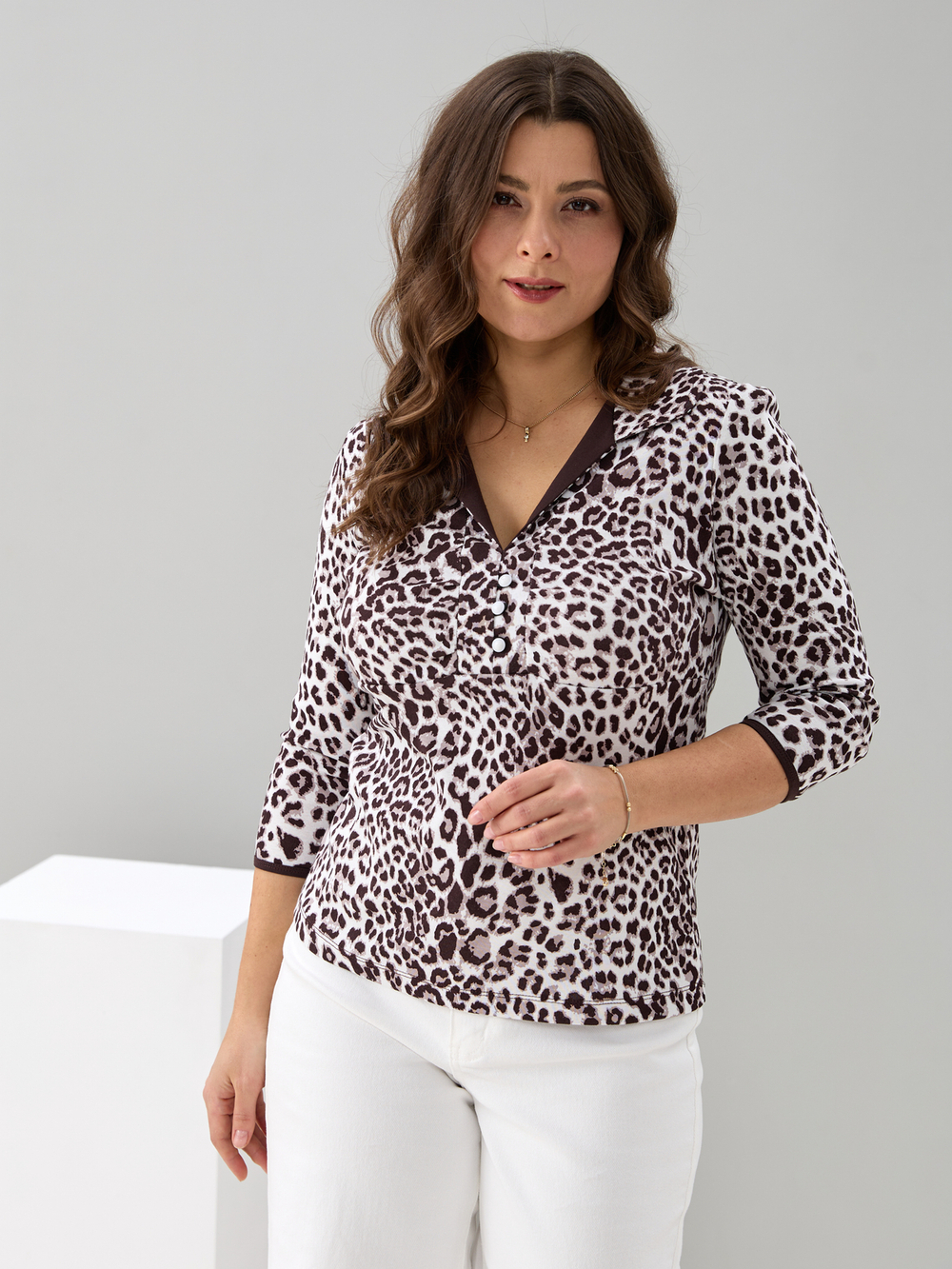 Блузка БЛ-015/молоко-леопард