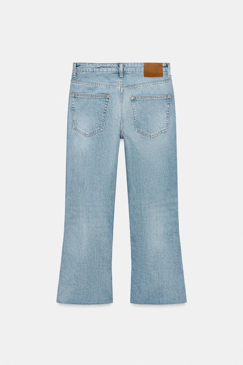 ZARA УКОРОЧЕННЫЕ ДЖИНСЫ RELAXED BOOTCUT СО СРЕДНЕЙ ПОСАДКОЙ — ZW COLLECTION, ГОЛУБОЙ