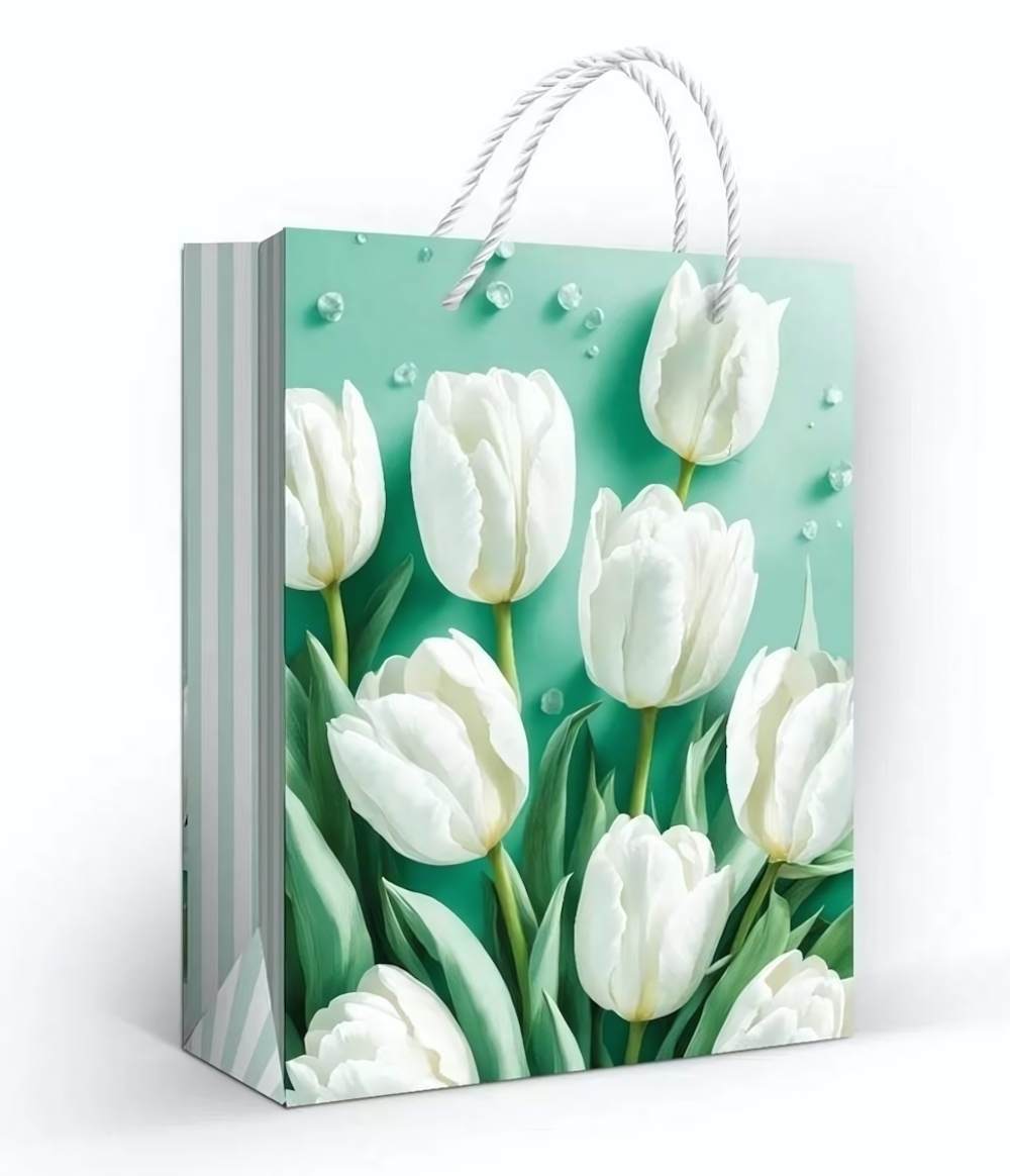 Пакет подарочный "Белоснежные тюльпаны"(ГК Горчаков)