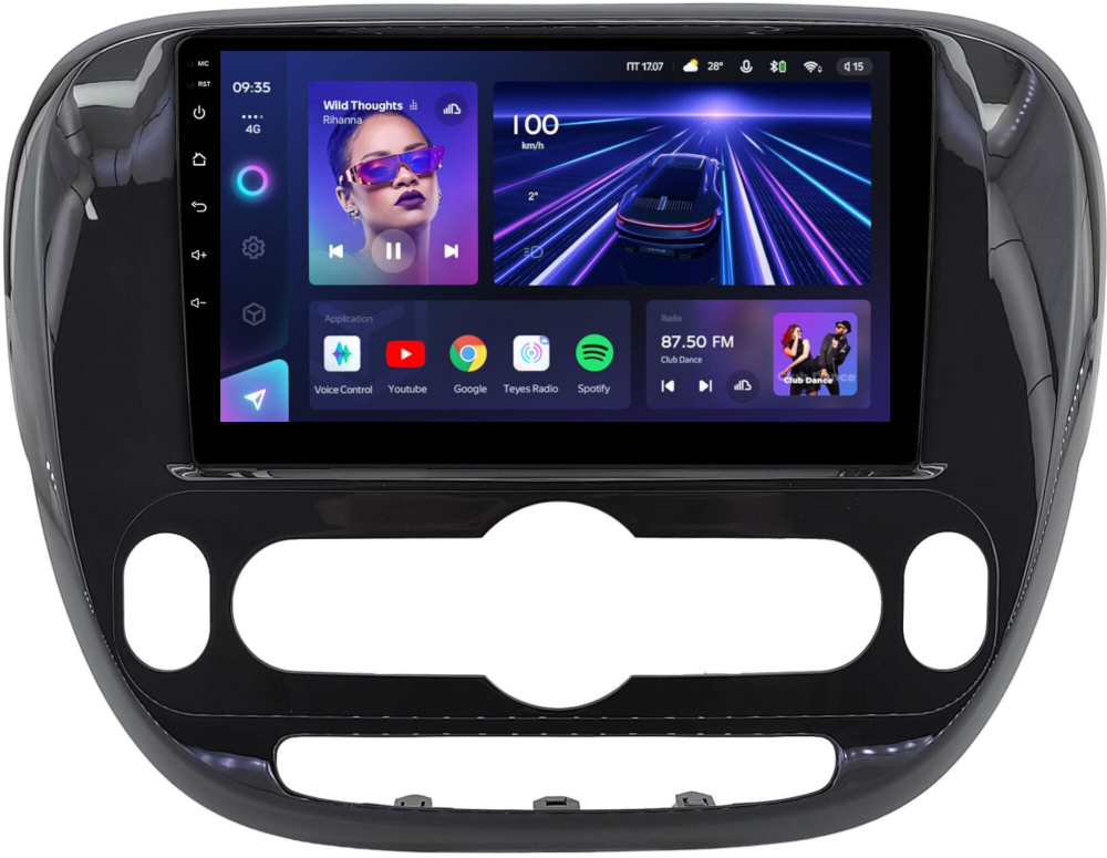Магнитола для KIA Soul 2 2014-2019 (климат, рамка глянцевая) - Teyes CC3 Android 10, ТОП процессор, 4/32 Гб, CarPlay, SIM-слот