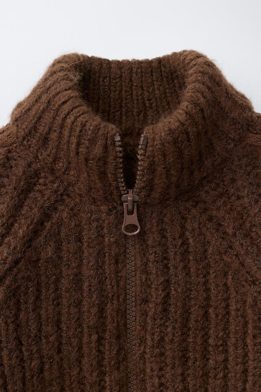 ZARA КАРДИГАН С БАНТАМИ И КРУЖЕВОМ, КОРИЧНЕВЫЙ