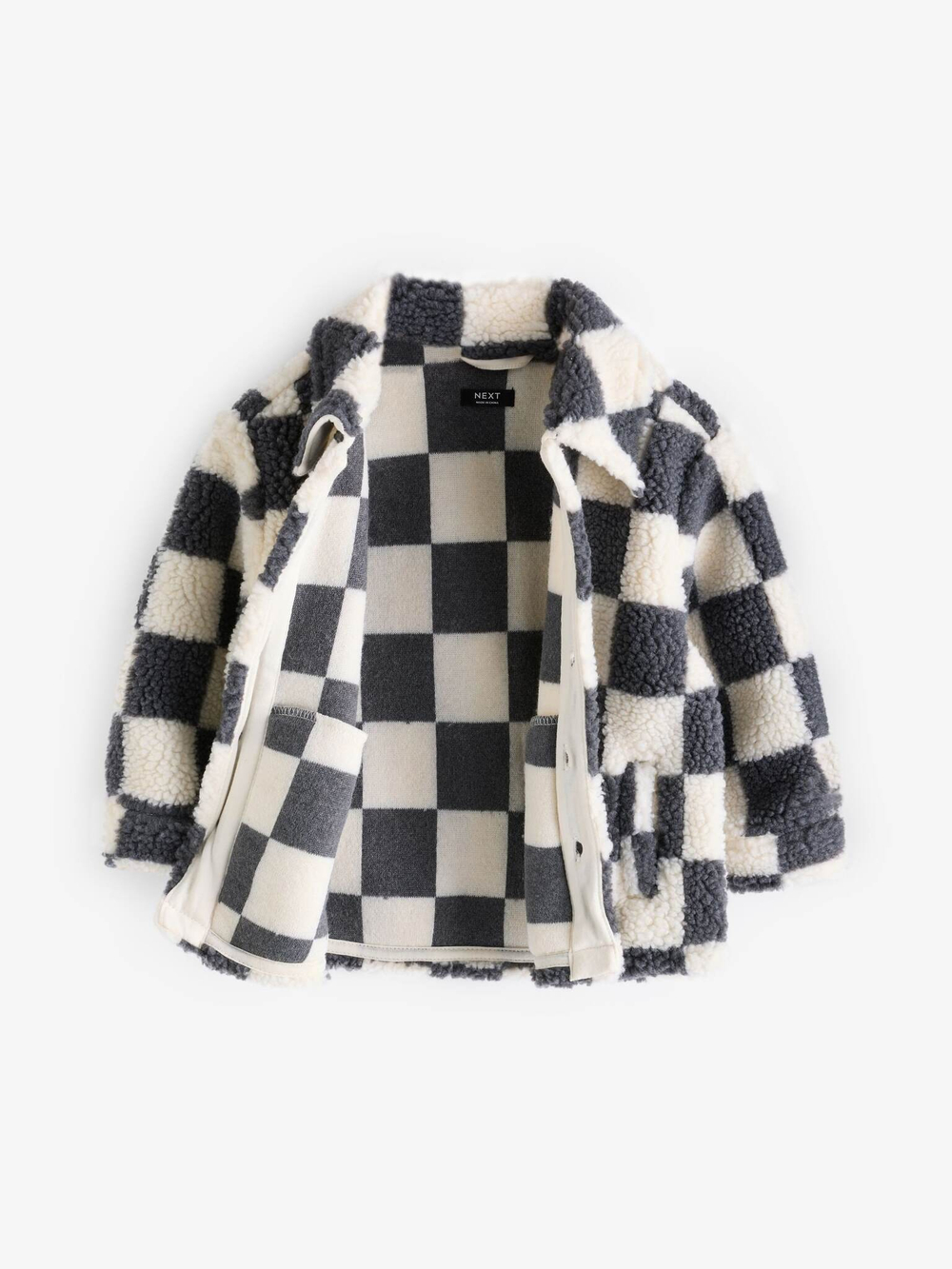 Рубашка из флиса для мальчика Next K83-423, Молочный, Серый