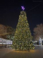 Светодинамическая елка каркасная - встроенная гирлянда: теплый свет - "Уральская" - высота от 4 до 30 м