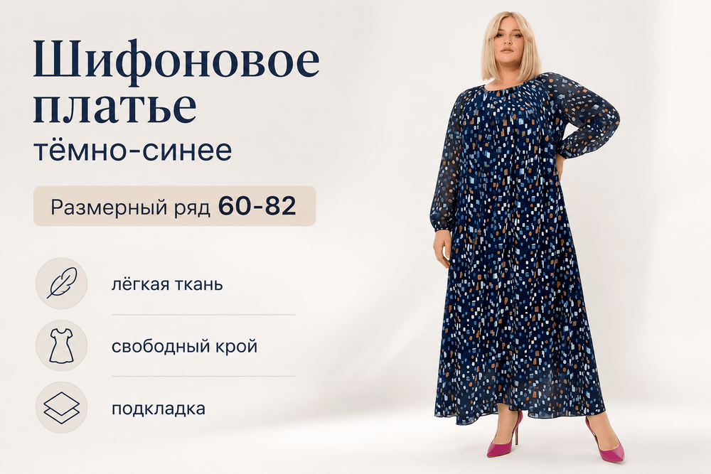 Шифоновое платье Бетти, принт с орнаментом