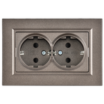 BRITE Розетка 2-местная с заземлением с защитными шторками плоская 16А в сборе РСшПл12-3-БрТБ темная бронза IEK