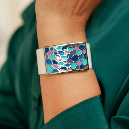 Браслет Fiore Luna на кожаном белом ремешке CB00992-4 BL