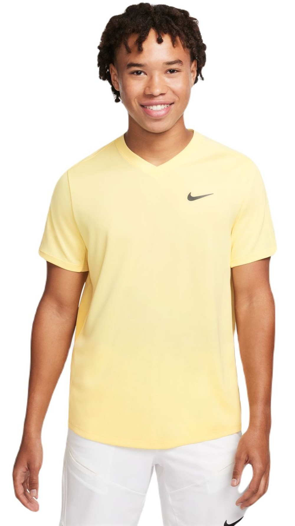 Мужская теннисная футболка Nike Court Dri-Fit Victory - soft yellow/topaz gold/black