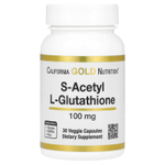California Gold Nutrition, S-ацетил-L-глутатион, 100 мг, 30 растительных капсул