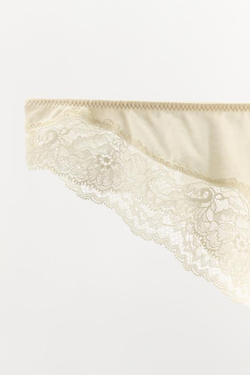 ZARA ТРУСЫ С ХЛОПКОВЫМ КРУЖЕВОМ, ЭКРЮ