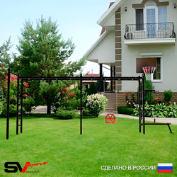 Уличная шведская стенка Sv Sport рукоход х 2 с комплектом турник прямой У55922К (Брусья/Стойка/Скамья/Со спинкой/Щит баскет)