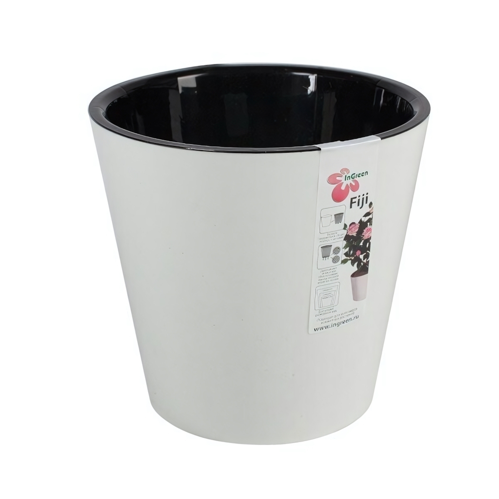 Горшок для цветов London D230 мм, 5л, с дренажной вставкой, белый