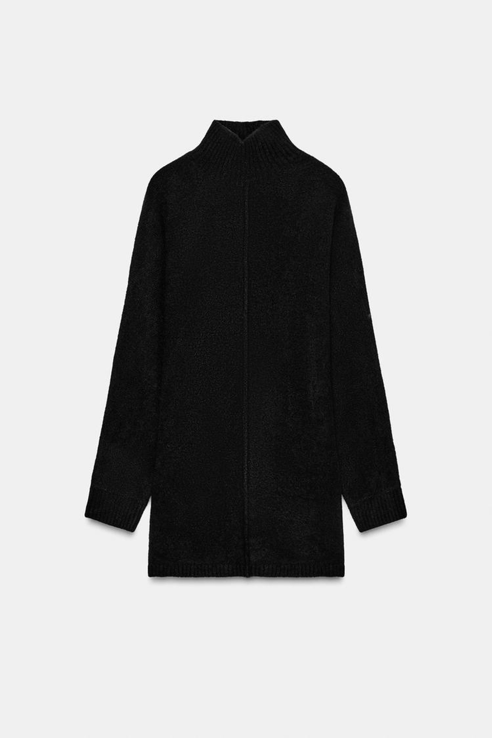 ZARA КОРОТКОЕ МЯГКОЕ ТРИКОТАЖНОЕ ПЛАТЬЕ, ЧЕРНЫЙ