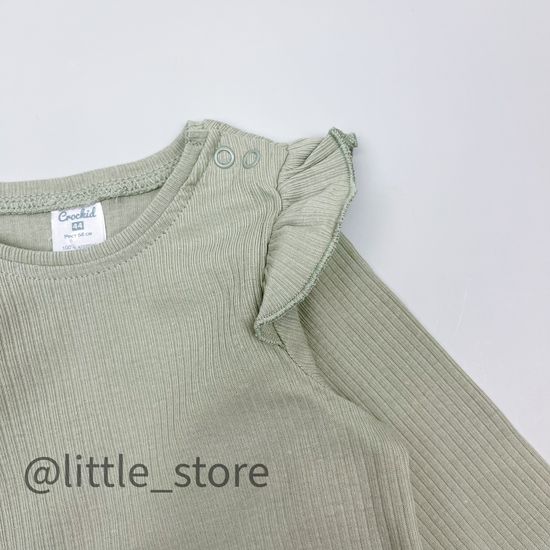 Лонгслив хлопковый "Смешные зайки" темно-оливковый