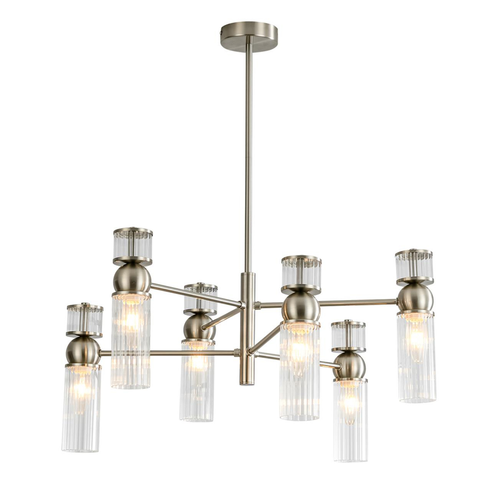 8277/6 MODERNI LN26 164 сатин никель/прозрачный, металл/стекло Люстра Е14 6*40W 220V DENVER