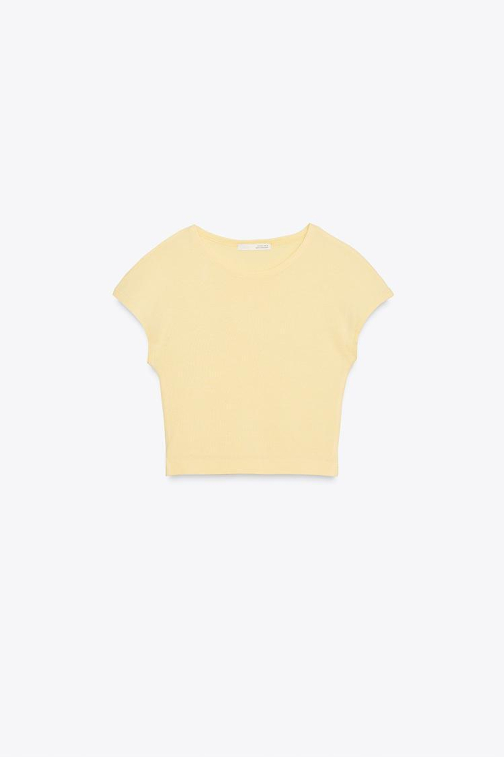 ZARA УКОРОЧЕННАЯ ФУТБОЛКА ИЗ ХЛОПКА И МОДАЛА, ЖЕЛТЫЙ