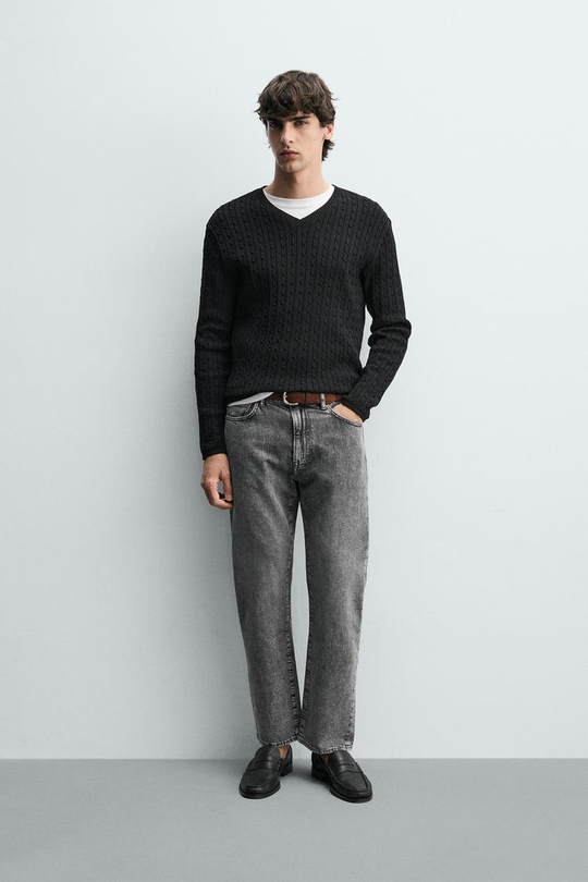 ZARA ДЖИНСЫ REGULAR FIT ОБЛЕГЧЕННЫЕ, СЕРЫЙ