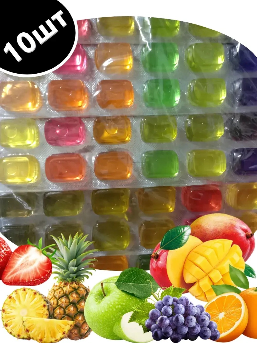 Азиатское желе в пластинах с фруктовыми вкусами 10 шт