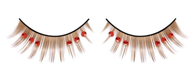 Коричневые ресницы с красными стразами (Цвет: коричневый)