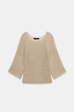 ZARA АЖУРНЫЙ СВИТЕР, ПЕСОЧНЫЙ