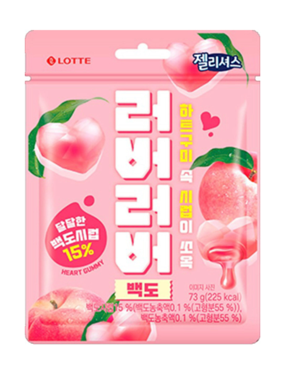 Мармелад жевательный со вкусом персика 73 г Lotte Lover-Lover White Peach