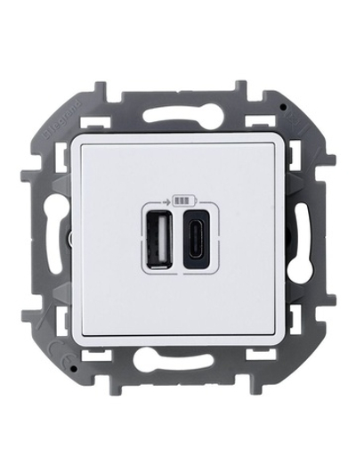 Устройство зарядное Inspiria с 2-мя USB разьемами A и C 240В/5В 3000мА бел. IEK 673760