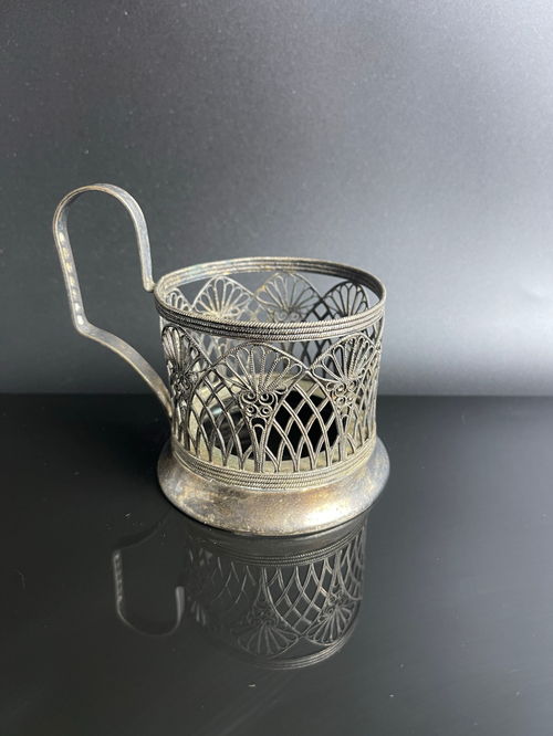 Подстаканник мельхиор винтажный клеймо, скань, СССР 1960-1990 гг