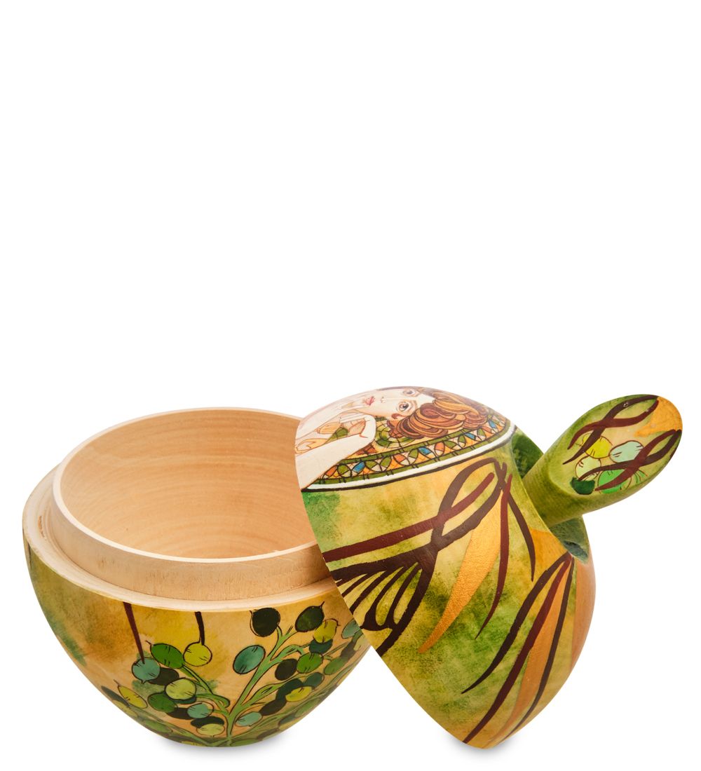 Народные промыслы МР-16/34-A Шкатулка-яблоко «Альфонс Муха - Драгоценные камнию. Топаз»