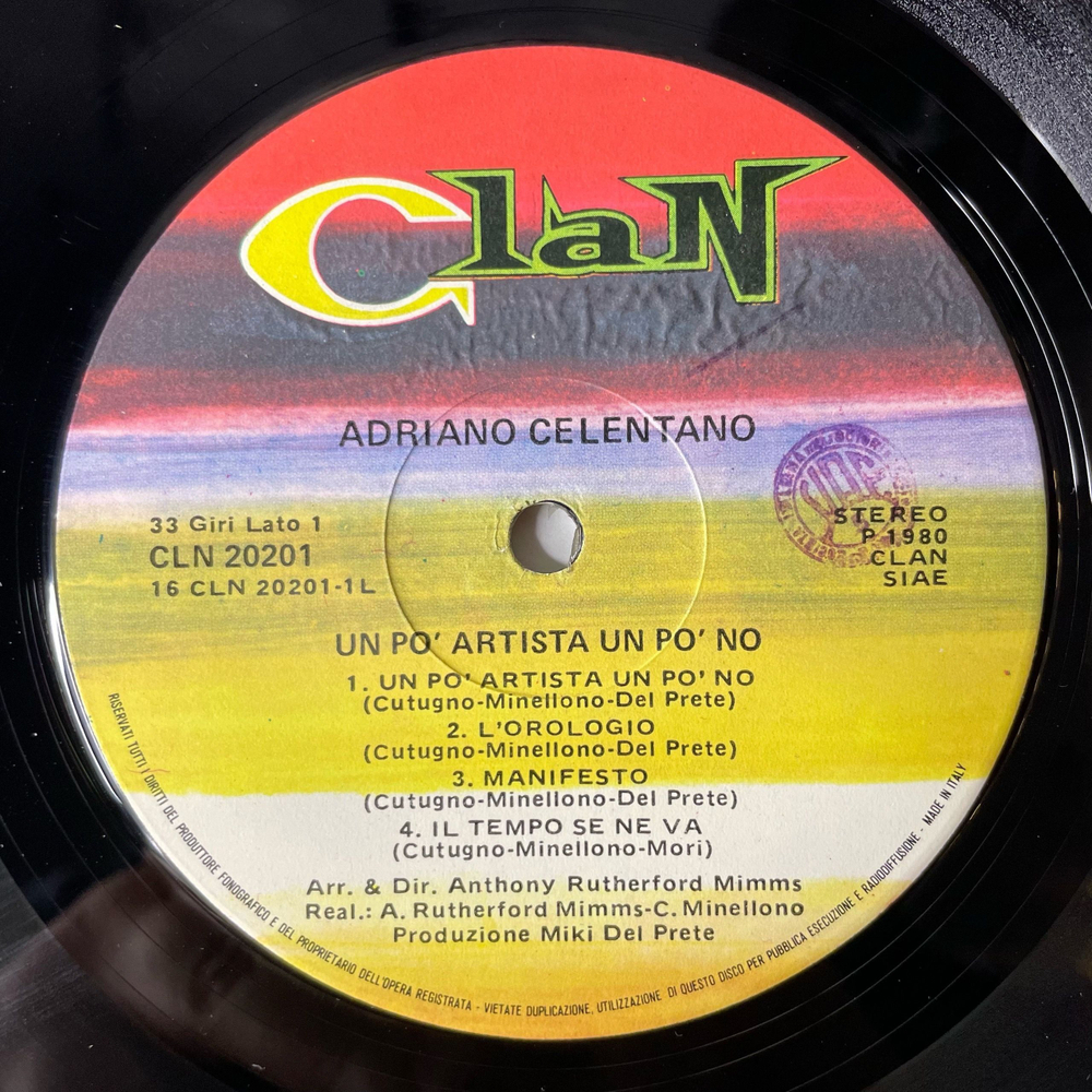 Винтажная виниловая пластинка LP Адриано Челентано Adriano Celentano, Un Po Artista Un Po No (Италия 1980)