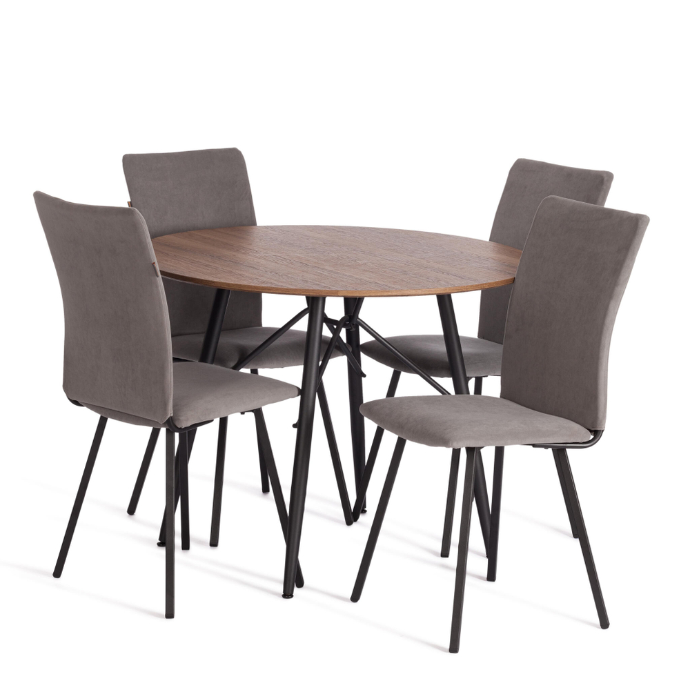 Стул обеденный La Rousse флок , серый/черный, 29, 49х50х93