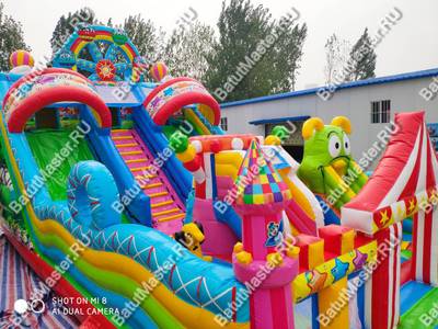 Коммерческий надувной батут "Парк развлечений 2" 12*7*7 м без фигуры клоуна