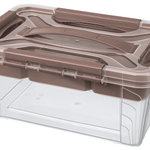 Контейнер для хранения с крышкой, ручками-защелками и вставкой- органайзером «GRAND BOX», коричневый, 29*19*12,4см, 4,2л