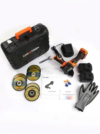 Болгарка аккумуляторная бесщеточная с регулировкой оборотов Luxotron, УШМ, 125мм, 3000-9000 об/мин, 2 АКБ 5.0 Ач, 21В, углошлифовальная машина, плиткорез электрический