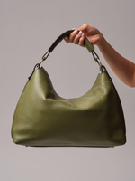 Кожаная сумка хобо Deboro 30900 зеленая водоросль