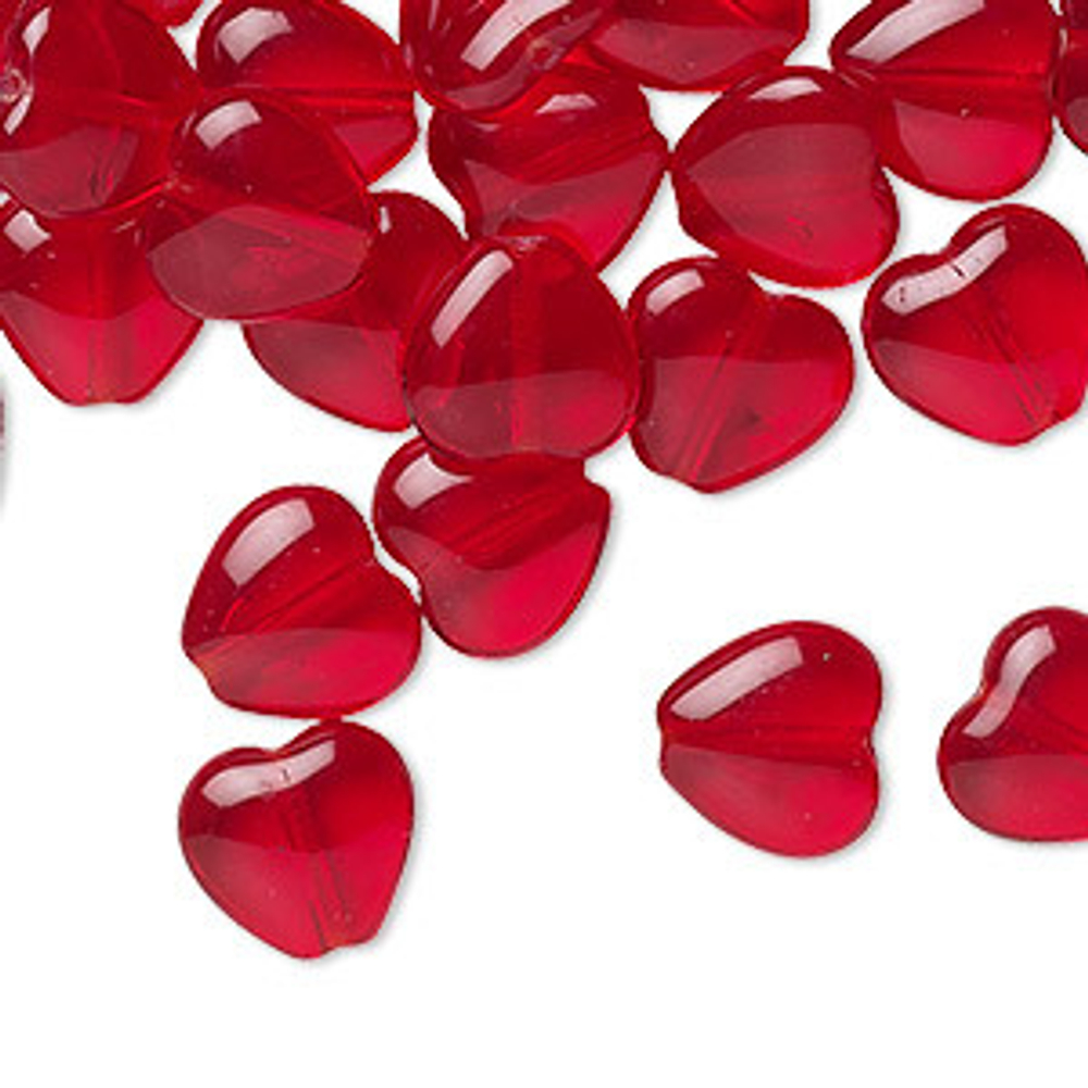 Glass Hearts 6 mm Red 90080