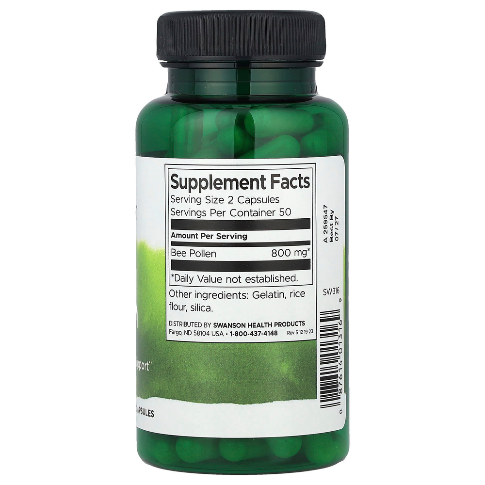 Swanson, Пчелиная пыльца, 400 мг, 100 капсул