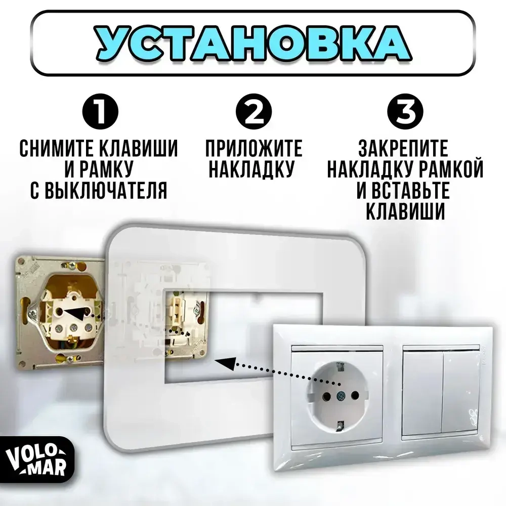 Накладка на выключатели и розетки, 22х15 см, 5 шт, VoloMar