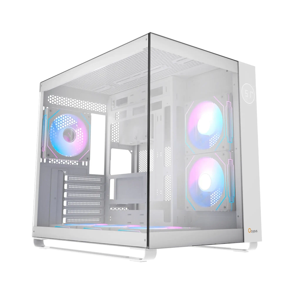 Корпус Ocypus Iota C70 WH ARGB ATX/mATX/mITX 2xUSB, Type-C, Предустановлены 6 вентиляторов с ARGB подсветкой, Белый, Iota-C70-WHD600XX-GL
