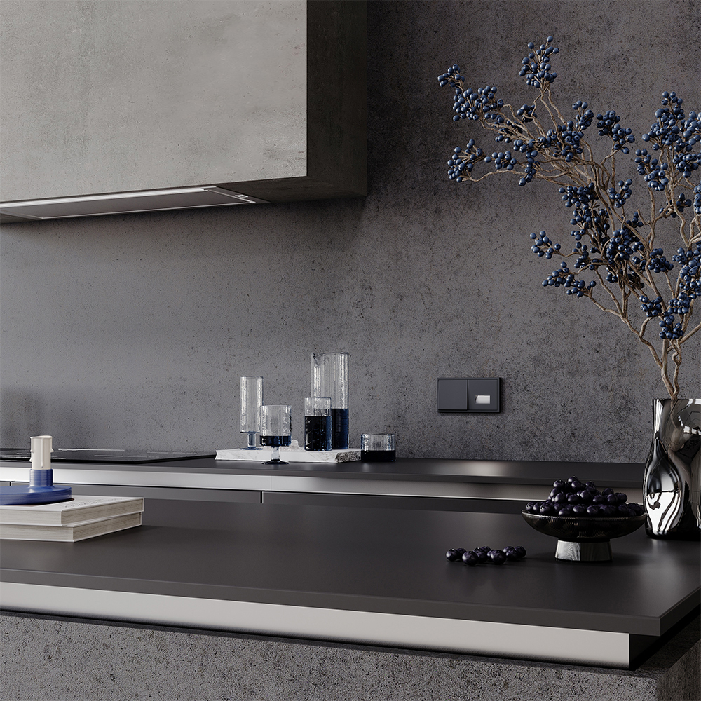 Выключатель встраиваемый VOLTUM S70 одноклавишный 10А, (графит)