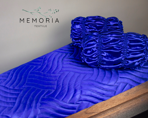 Чехол на гроб  "Атлас стежка Волна" синий 8 строчек